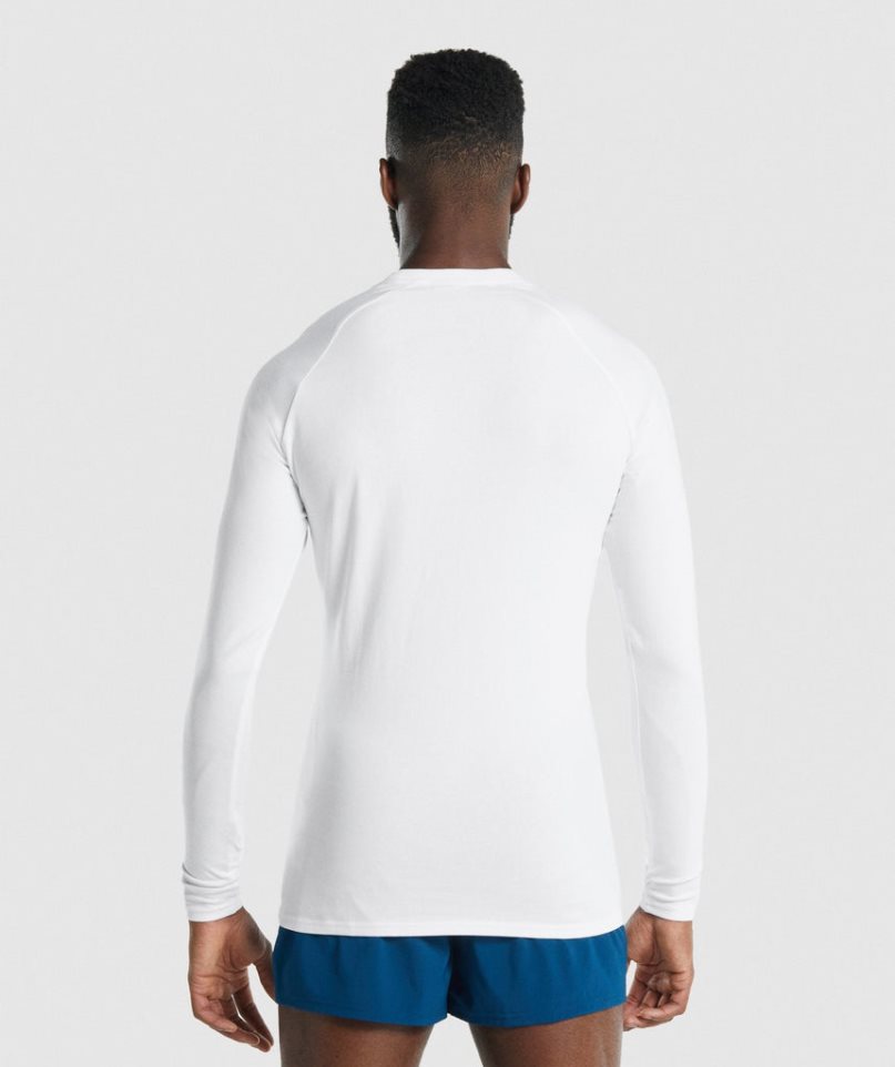 Koszulki Gymshark Apollo Long Sleeve Męskie Białe | PL 107PZU